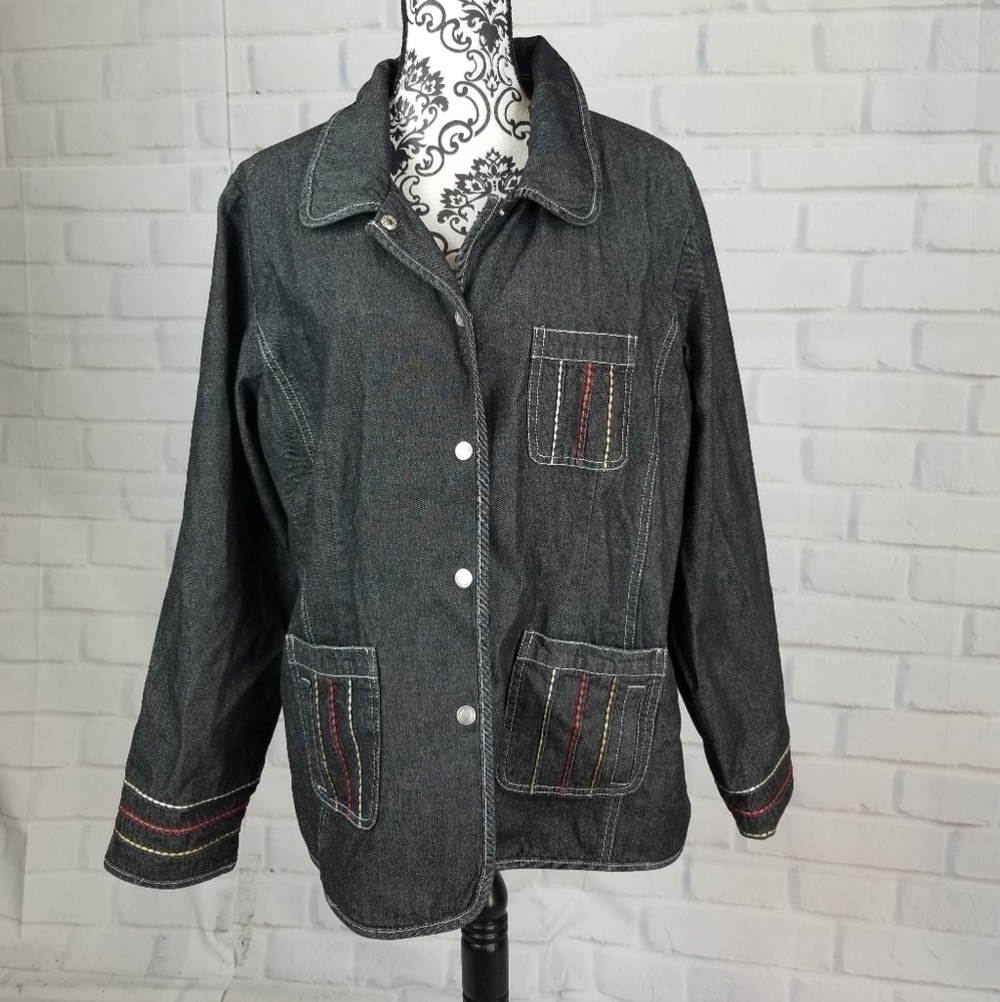 Denim & Co size xl snap front jacket pockets NWT